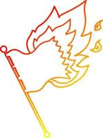 drapeau brûlant de dessin animé de ligne de gradient chaud vecteur