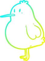 ligne de gradient froid dessinant un oiseau kiwi mignon vecteur