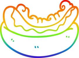 ligne de gradient arc-en-ciel dessin hot-dog de dessin animé vecteur