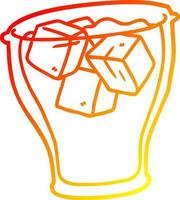 ligne de gradient chaud dessinant un verre de cola avec de la glace vecteur