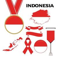 collection d'éléments avec le modèle de conception du drapeau de l'indonésie vecteur