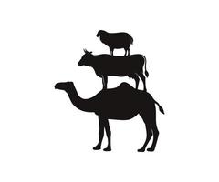 chameau vache agneau ou mouton icône vecteur. icône des animaux de la ferme. modèle de conception de vecteur de mouton ou d'agneau de vache à chameau empilé.