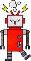 robot de dessin animé de texture grunge rétro vecteur