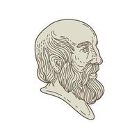 platon grec philosophe tête ligne mono vecteur