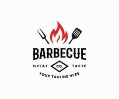 logo de barbecue, illustration de stock de logo de barbecue. modèle de logo de barbecue grill. vecteur