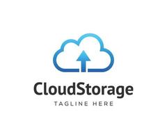 logo de stockage en nuage. création de logo de nuage de réseau. vecteur