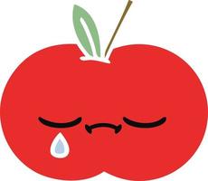 pomme rouge de dessin animé rétro couleur plat vecteur