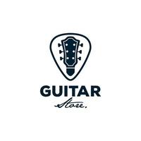modèle de logo de magasin de guitare de style rétro. icône de la musique pour la marque et l'identité du magasin audio. vecteur