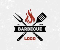 modèle de conception de logo barbecue barbecue. logo barbecue barbecue barbecue vintage. vecteur