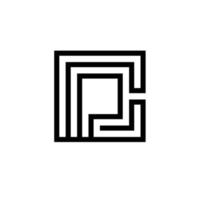 lettre pc carré logo design inspiration pro vecteur