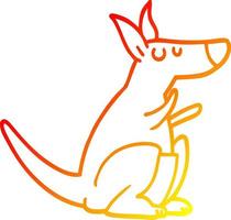 ligne de gradient chaud dessinant un kangourou de dessin animé vecteur