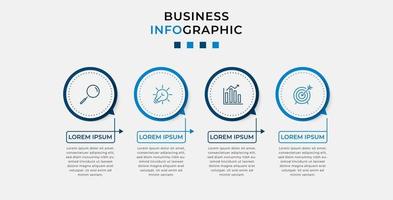 modèle d'entreprise de conception infographique vectorielle avec icônes et 4 options ou étapes. peut être utilisé pour le diagramme de processus, les présentations, la mise en page du flux de travail, la bannière, l'organigramme, le graphique d'informations vecteur