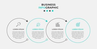 modèle d'entreprise de conception infographique vectorielle avec icônes et 4 options ou étapes. peut être utilisé pour le diagramme de processus, les présentations, la mise en page du flux de travail, la bannière, l'organigramme, le graphique d'informations vecteur