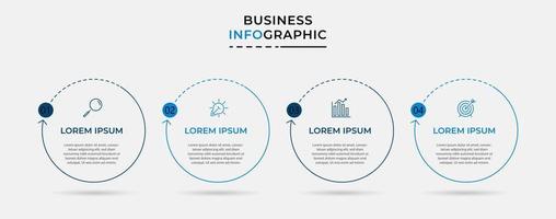 modèle d'entreprise de conception infographique vectorielle avec icônes et 4 options ou étapes. peut être utilisé pour le diagramme de processus, les présentations, la mise en page du flux de travail, la bannière, l'organigramme, le graphique d'informations vecteur