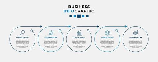 modèle d & # 39; entreprise de conception infographique de vecteur avec des icônes et 5 options ou étapes. peut être utilisé pour le diagramme de processus, les présentations, la mise en page du flux de travail, la bannière, l'organigramme, le graphique d'informations