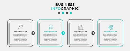 modèle d'entreprise de conception infographique vectorielle avec icônes et 4 options ou étapes. peut être utilisé pour le diagramme de processus, les présentations, la mise en page du flux de travail, la bannière, l'organigramme, le graphique d'informations vecteur