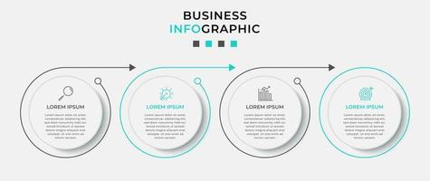 modèle d'entreprise de conception infographique vectorielle avec icônes et 4 options ou étapes. peut être utilisé pour le diagramme de processus, les présentations, la mise en page du flux de travail, la bannière, l'organigramme, le graphique d'informations vecteur