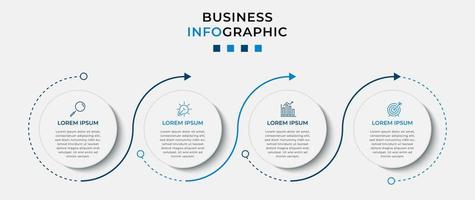 modèle d'entreprise de conception infographique vectorielle avec icônes et 4 options ou étapes. peut être utilisé pour le diagramme de processus, les présentations, la mise en page du flux de travail, la bannière, l'organigramme, le graphique d'informations vecteur