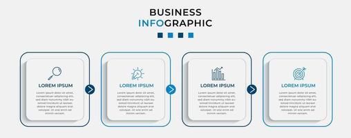 modèle d'entreprise de conception infographique vectorielle avec icônes et 4 options ou étapes. peut être utilisé pour le diagramme de processus, les présentations, la mise en page du flux de travail, la bannière, l'organigramme, le graphique d'informations vecteur