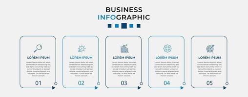 modèle d & # 39; entreprise de conception infographique de vecteur avec des icônes et 5 options ou étapes. peut être utilisé pour le diagramme de processus, les présentations, la mise en page du flux de travail, la bannière, l'organigramme, le graphique d'informations