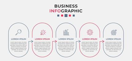 modèle d'entreprise de conception infographique vectorielle avec icônes et 5 options ou étapes. peut être utilisé pour le diagramme de processus, les présentations, la mise en page du flux de travail, la bannière, l'organigramme, le graphique d'informations vecteur