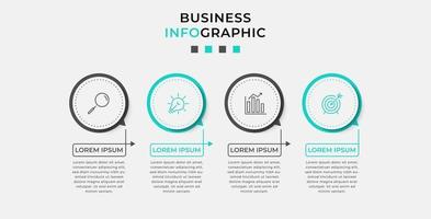 modèle d'entreprise de conception infographique vectorielle avec icônes et 4 options ou étapes. peut être utilisé pour le diagramme de processus, les présentations, la mise en page du flux de travail, la bannière, l'organigramme, le graphique d'informations vecteur