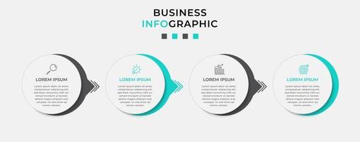 modèle d'entreprise de conception infographique vectorielle avec icônes et 4 options ou étapes. peut être utilisé pour le diagramme de processus, les présentations, la mise en page du flux de travail, la bannière, l'organigramme, le graphique d'informations vecteur