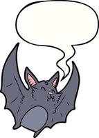 dessin animé vampire halloween chauve-souris et bulle de dialogue vecteur