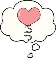 dessin animé amour coeur ballon et bulle de pensée vecteur