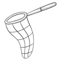 filet de pêche capture isolé doodle croquis dessiné à la main avec style de contour vecteur