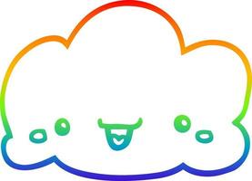 ligne de gradient arc en ciel dessinant un nuage de dessin animé mignon vecteur