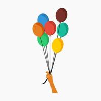 main modifiable tenant un vecteur de ballons colorés comme élément supplémentaire d'illustration pour la conception liée aux enfants ou aux célébrations
