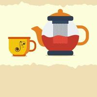 illustration vectorielle de l'heure du thé de style plat modifiable avec pot et tasse pour la boutique de thé ou la conception liée au marketing de produits vecteur