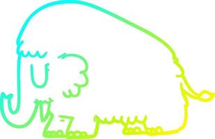 dessin de ligne de gradient froid mammouth de dessin animé vecteur