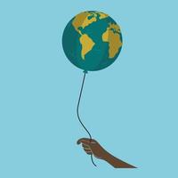 illustration vectorielle modifiable d'une main tenant un globe comme ballon, ce qui signifie prendre soin de la terre pour la campagne sur l'environnement de la vie verte