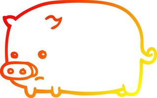 ligne de gradient chaud dessinant un cochon de dessin animé mignon vecteur