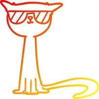 chaud gradient ligne dessin dessin animé chat cool vecteur