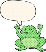 grenouille de dessin animé et bulle de dialogue dans le style de la bande dessinée vecteur