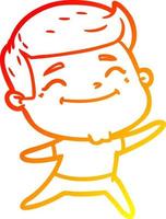 ligne de gradient chaud dessinant un homme de dessin animé heureux vecteur