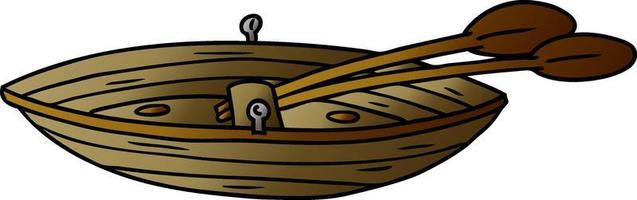 doodle cartoon dégradé d'un bateau en bois vecteur