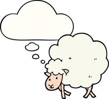 dessin animé mouton et bulle de pensée vecteur