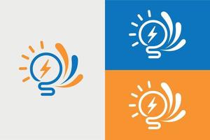 création de logo de vent léger ampoule d'énergie vecteur