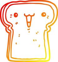 ligne de gradient chaud dessinant un toast de dessin animé mignon vecteur
