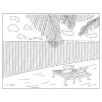 coloriages et symboles de plage d'été vecteur