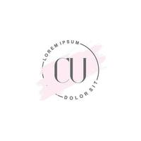 logo minimaliste cu initial avec pinceau, logo initial pour signature, mariage, mode, beauté et salon. vecteur