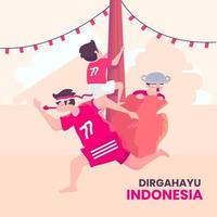 illustration de la fête de l'indépendance de l'indonésie, avec illustration vectorielle de jeux traditionnels indonésiens vecteur