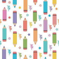 un motif de crayons de couleur, une illustration de vecteur de couleur dans un style plat