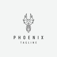 modèle de conception d'icône de logo de ligne de phoenix vecteur plat