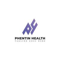 lettre initiale abstraite logo ph ou hp de couleur violette isolé sur fond blanc appliqué au logo de l'entreprise de soins de santé également adapté aux marques ou aux entreprises ayant le nom initial ph ou hp. vecteur
