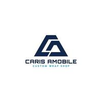 lettre initiale abstraite ca ou logo ac en couleur bleue isolé sur fond blanc appliqué pour le logo de magasin d'emballage automobile personnalisé également adapté pour les marques ou les entreprises ont le nom initial ac ou ca. vecteur